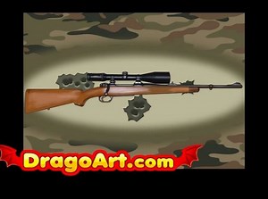How to draw a rifle, step by step