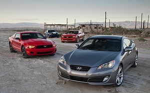 Comparison: 2011 Mustang V-6 vs 2010 Genesis Coupe 3.8 vs 2010 Camaro RS vs 2010 Challenger SE