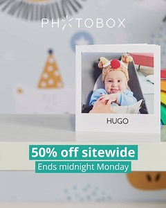 50% OFF SITEWIDE. Now's the time to turn your fun photos into gifts, right from your phone. Hurry, offer ends midnight Monday. | Photobox