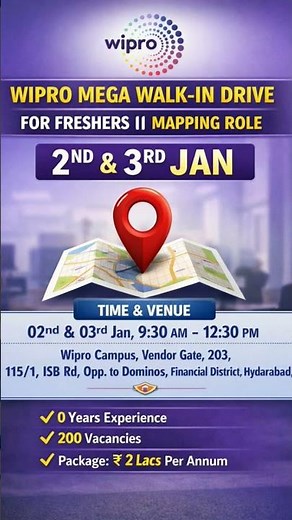 Wipro Mega Walk-In Drive 2026 | Freshers #hyderabadjobs #wiprojobs #jobalert #viralshorts