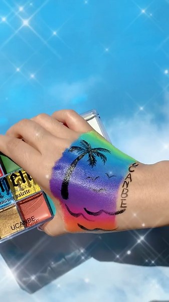 UCANBE Athena Face Body Painting Kit - 20 Color Large Deep Pan Paint, 24 Stencils, 2pcs Brushes, Professional Oil Based SFX Makeup Palette for Art, Theater, Halloween, Parties and Cosplay