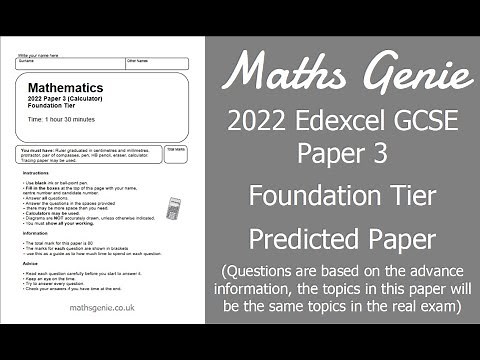 Edexcel 2022 GCSE Maths Paper 3 Foundation Predicted Paper