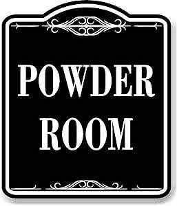 Amazon.com: Powder Room BLACK Aluminum Composite Sign, 15"x18" : Industrial & Scientific