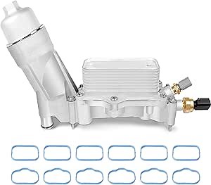 926-959 Oil Cooler Engine Oil Filter Housing Assembly Full Aluminum for Jeep Wrangler Grand Cherokee 3.6L Dodge Journey Charger Caravan Chrysler 200 300 Ram 3.2L with Sensor and Gasket Kit 68105583AF