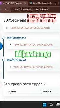 Tanda Merah Riwayat Pendidikan Formal Pada Info GTK #dapodik #infogtk #dapodikdasmen #valid