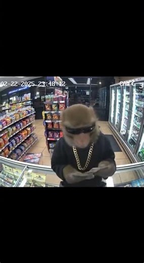 Security Cam Catches Monkey Robber Flashing Cash #gangster #monkey #shorts