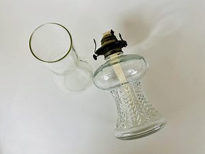 Mint Condition Vintage Glass Hurricane Lantern by Lamplight Farms | Made in Austria | All Glass Oil Lamp | Cottagecore Decor - Etsy