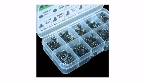 200pcs 6x6mm Tactile Switch Assortment kit with 10 Height Values (4.3mm-13mm) for Keychain, Keys, and Travel Projects - dip 4p Micro switches