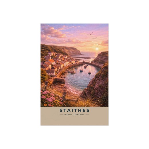 Staithes Yorkshire Travel Poster Coastal Wall Art Seaside Print Vintage Style Harbour Village Poster UK Free P&P Over 75GBP - Etsy