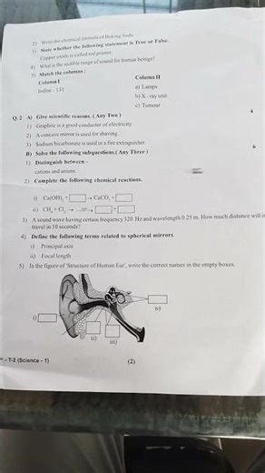class 9th science 1 question paper
