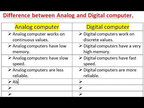 Difference between Analog and Digital computer