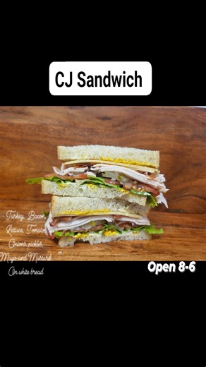 The CJ Sandwich — a classic done right! Oven Gold turkey piled high with crispy bacon, fresh lettuce, tomato, onion, pickles, mayo, and mustard on soft white bread. Simple, delicious, and always satisfying. Stop by Sherwood Gourmet Deli and make your lunch a good one! #SherwoodGourmetDeli #CJSandwich #MadeFreshDaily #LocalFavorite #DeliLove #LunchTime | Sherwood Gourmet Deli | Facebook