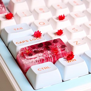 Artisan Resin Shift Keycap With Garnet Crystal and Real Flowers, Custom Key Cap, Handmade SA Profile Keycap Set, Cherry MX, Birthday Gift - Etsy