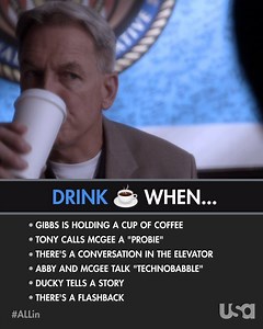 4.5K views · 27 shares | If 12 hours of NCIS isn't enough to wake you up, how about we throw in a drinking ☕ game? Tune in to USA to go all in on the marathon and play along! | USA Network | Facebook