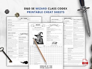 Wizard Class 5e Cheat Sheet: D&D Character Guide (PDF Download) - Etsy