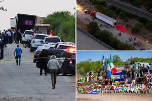 Scene of tractor-trailer truck where at least 51 migrants were found dead in Texas