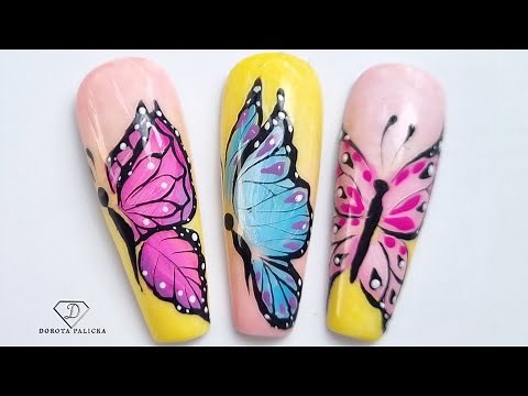Cute butterfly nails. Easy butterfly nail art. Summer nail art.