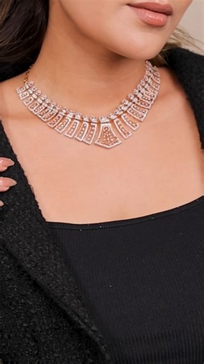 DIAMOND PALACE JEWELLERS PVT LTD on Instagram: "Crafted with layered diamond geometry, this sculpted necklace blends modern design with enduring brilliance.✨💎 Price of Necklace Set - 7,30,000/- INR ONLY prices are subject to change in gold rates** 💎 14kt Hallmarked Gold 💎 Certified Diamonds 💎 Natural Diamonds For Inquiries, Kindly reach out at DPJ Ph 9555 555 666 Call/WhatsApp DPJ Bride, Real bride feature,Bridal jewellery, Diamond bridal jewellery, Wedding jewellery, Indian bride, Luxury br