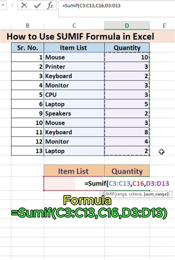 SUMIF Formula in excel | advanced excel tutorial #excel #exceltips #exceltutorial #exceltutorial