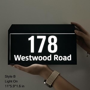 Home Decor – Outdoor Decor – Custom Solar LED House Number Sign, Modern Lighted Address Plaque - Etsy