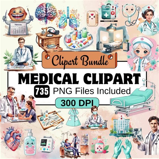 Medical Clipart, Doctor Clipart PNG Bundle, 735 PNG Medical Clipart Bundle, Instant Digital Download, Commercial Use - Etsy