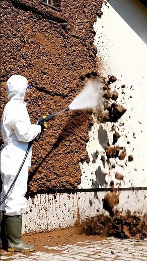 Exterior Restoration ASMR: Window Side Power Washing Mud Build-up