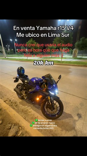 Yamaha R15 V4 en venta Lima Sur – 20k km, llantas y kit nuevos
