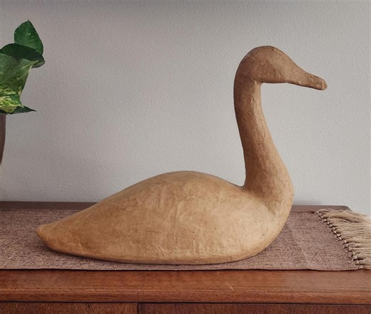 Vintage Paper Mache Goose Decorative Figure Natural Paper Handmade - Etsy