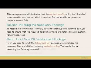Resolving the mariadb_config not found Error During MariaDB Installation via PIP3