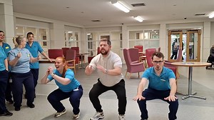 202K views · 678 reactions | Grado, TV star and presenter of Scotland's Heart Breakfast radio show, dropped in on the Queen Elizabeth National Spinal Injuries Unit ahead of a 400km charity handcycling challenge across Scotland next week. As well as meeting staff and patients, physiotherapists Beth Thomson and Fergal MacArthur helped him limber up for the big challenge ahead. Good luck Grado, we'll be rooting for you! | NHS Greater Glasgow and Clyde | Facebook