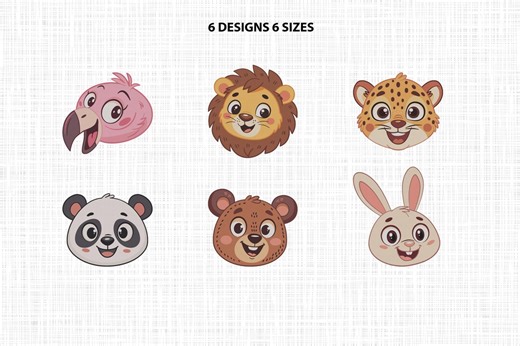 Safari Animal Faces Embroidery Designs, 6 Sizes (digital Download - Etsy