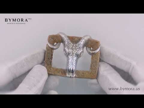 Western Luxury | Bull Skull Belt Buckle | Mother of Pearl | BYMORA USA