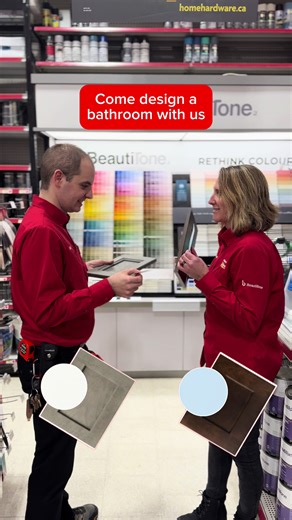 Same store. Same bathroom. VERY different style choices 🚿🎨 We challenged our team to design a bathroom without seeing each other’s picks — right down to the colour. Get inspired, make decisions, and create your dream bathroom as a team — because a little friendly debate can lead to big style upgrades! 📍 Ridgetown Home Hardware Bathroom inspiration starts here. #BathroomInspo #DesignChallenge #HomeHardware #Couplechallenege #refreshyourhome