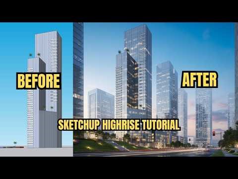 SKETCHUP HIGHRISE TUTORIAL CREATING MULTI MASS BASIC 3D MODEL TO RENDER