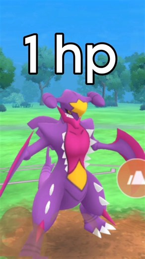 1.1 hp Shiny Mega Garchomp vs grunt in Pokemon GO.