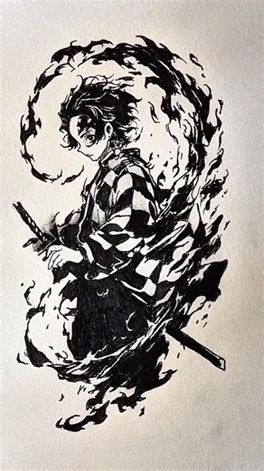 Demons slayer Tanjiro Kamado drawing #drawing #demonslayer #anime #viralshorts