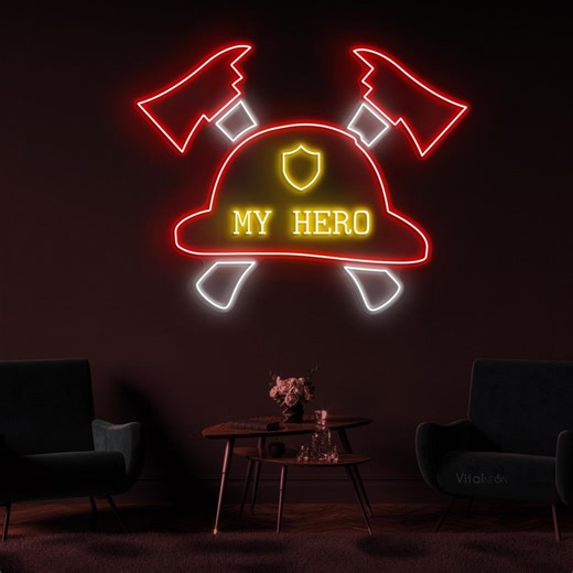 My Hero Firefighter LED Neon Sign, Fire Station Decor - Etsy Australia