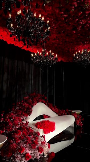 Elegant Red and Black Wedding Setup