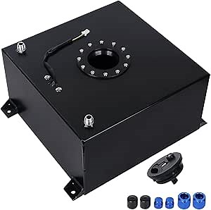 LokoCar Universal 10 Gallon 40L Fuel Cell Tank with Cap and Level Sender Polished Aluminum Black