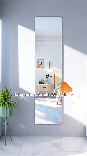 Breakproof Acrylic Full Body Wall Mounted Mirror, Non-Glass Fitness Mirror for Home Gym and Bedroom, Durable and Shatter-Resistant
