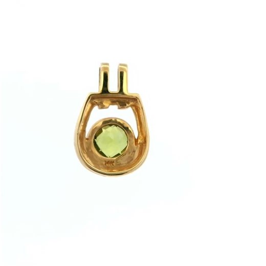 14K Yellow Gold Natural Peridot Bezel-Set Solitaire Pendant | Minimalist Gold Design