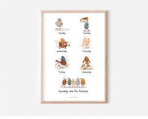 Children's Poster WEEKDAYS A3 Digital Download – English Learning Poster to Print - Etsy