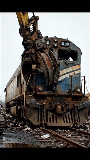 Massive Train Destroyed by Excavator | Shocking Construction Footage #excavator #train