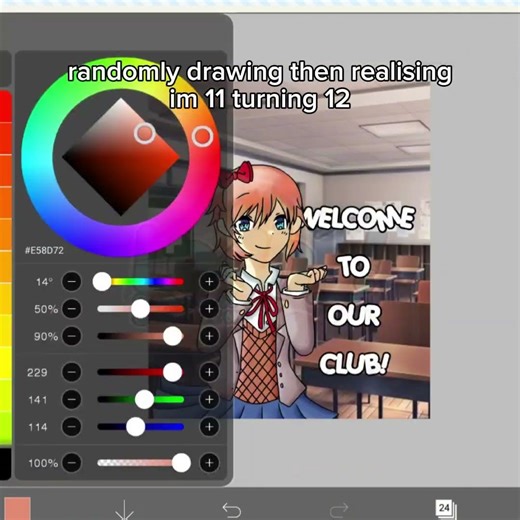 Randomly drawing then realising im 11 turning 12. #trending #fypシ゚ #youngartist #art #ddlc