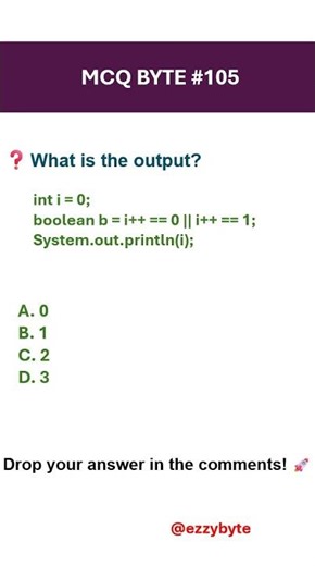 Java Increment Operator MCQ | i++ with Logical OR (||) | Tricky Output #java #mcqs