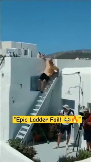 Ladder Fail Moment 😂😂 | Funny Mix Vibes#shortvideo #viralvideo
