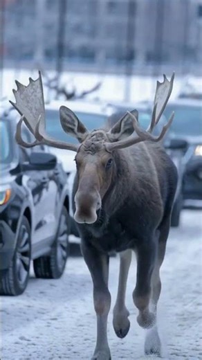 The Moment a Moose Took Over the Highway #NatureVsHumans #WildlifeEncounter #Moose