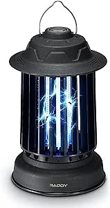 Raddy MZ-1 Outdoor Bug Zapper, Electric Mosquito & Fly Zapper, Mosquito Killer, with 24-Hour Auto Self-Cleaning Brush, 1200mAh Rechargeable Battery, Flame Light, for Patio, Camping, Garden, Farm