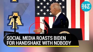 Joe Biden's awkward handshake in 'thin air' goes viral
