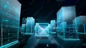 Virtual data center corridor with cloud servers providing compute power